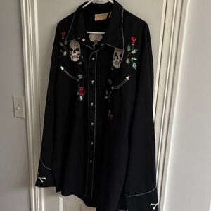 Scully Black Shirt with Skull Embroidery
